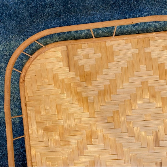Vintage Mid-Century Bamboo Wicker Serving Tray Tiki - Picture 2 of 7